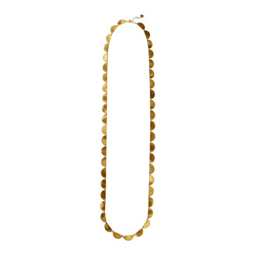 Naszyjnik złocony z połówek. Z kolekcji Halfring. Z 25 elementów. Najdłuższy z możliwych. Przyjdź koniecznie do pracowni Saffa w Katowicach, na placu Młodzieży Oddziałów Powstańczych 2/5 i przymierz.