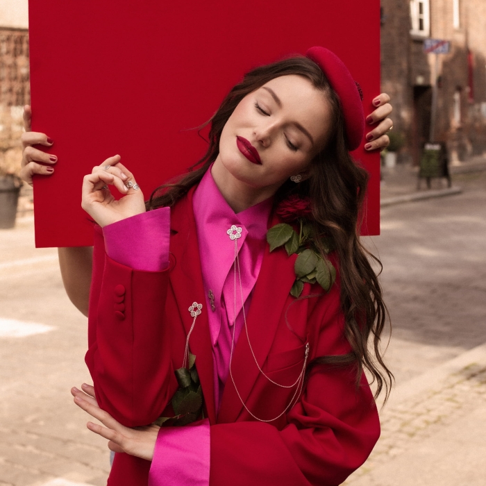 kolczyki dwie róże i listek srebro 925 marta szafraniec