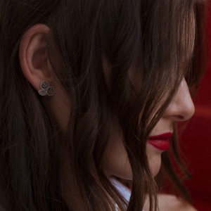 kolczyki dwie róże i listek srebro 925 marta szafraniec