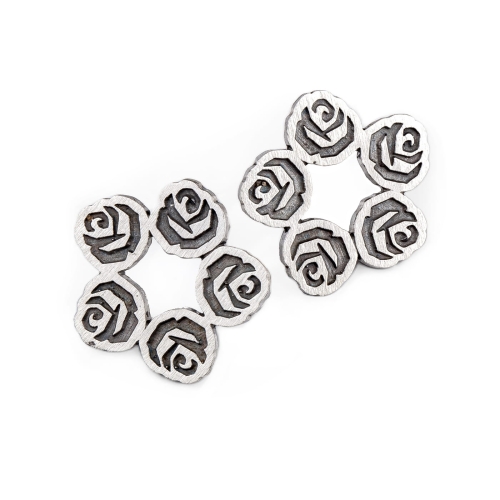 kolczyki srebrne wianek róż srebro 925