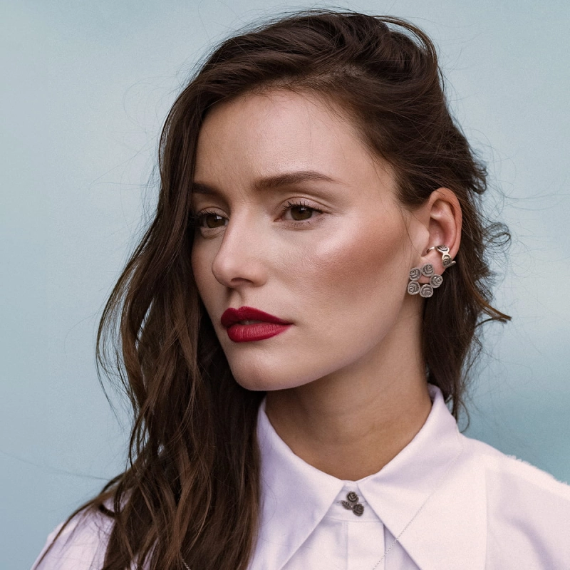 kolczyki srebrne wianek róż srebro 925