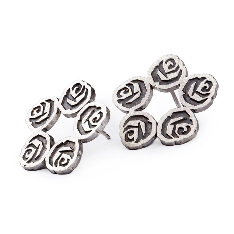 kolczyki srebrne wianek róż srebro 925