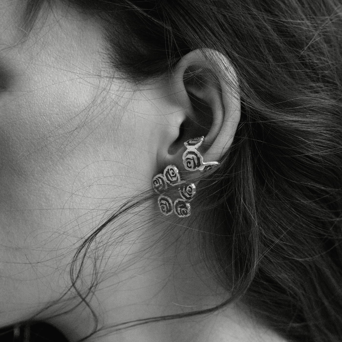 nausznica róże srebrna srebro 925