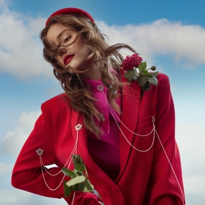 broszka róża niki z łańcuszkami, srebro 925