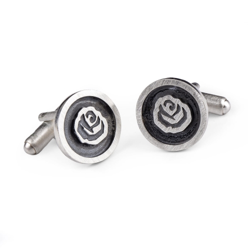 spinki do mankietów, róża niki, srebro 925