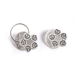 kolczyki srebrne róża Niki z podkładką srebro 925