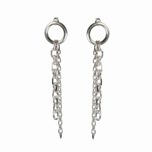 srebrne kolczyki, łańcuszki