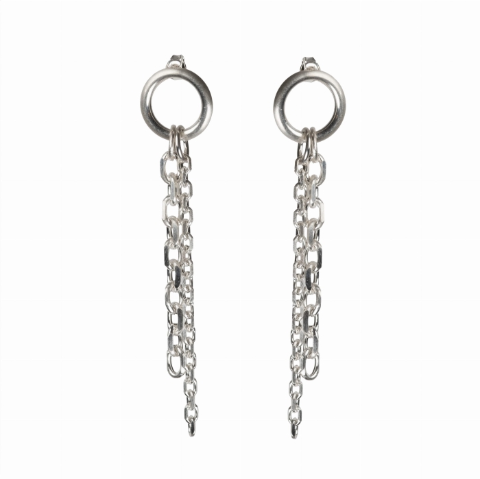 srebrne kolczyki, łańcuszki