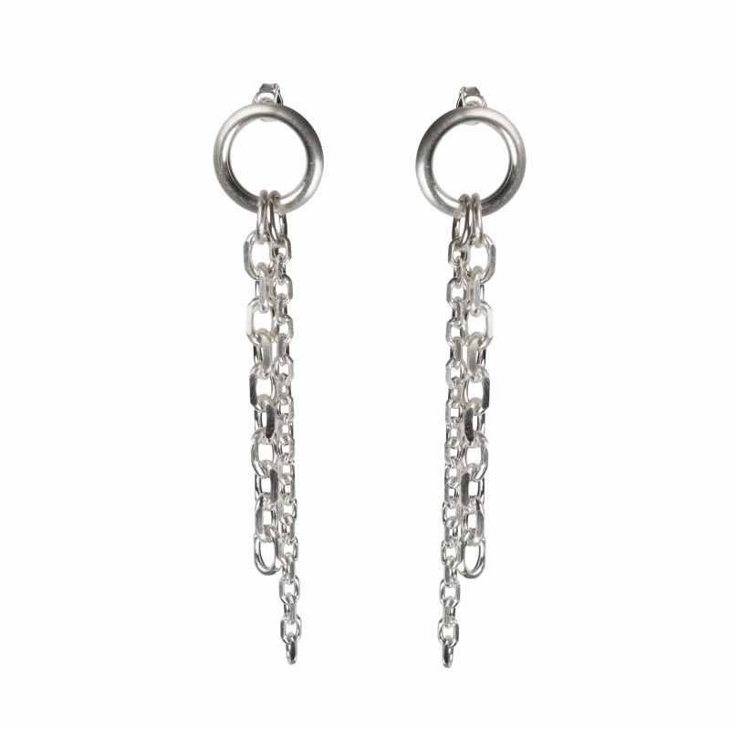 srebrne kolczyki, łańcuszki