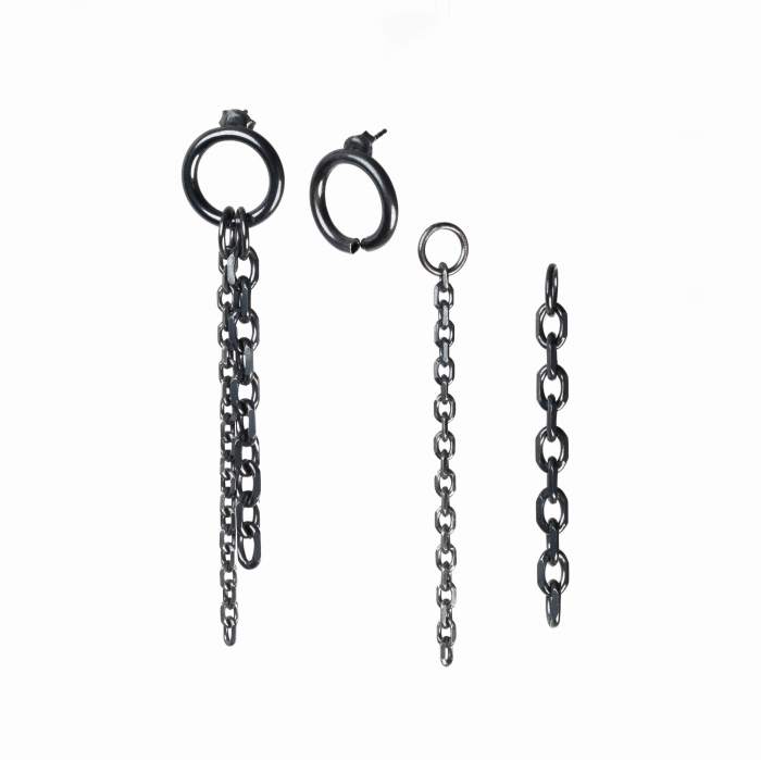 czarne, grafitowe kolczyki