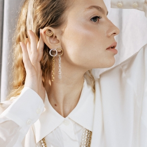 komplet kolczyków srebrnych złoconych