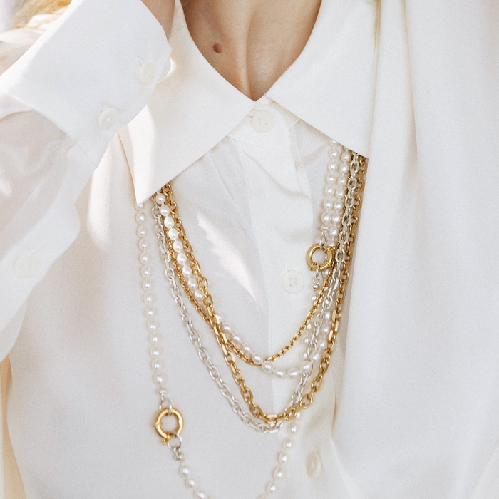 naszyjnik drobny ankier, złocenie, detal